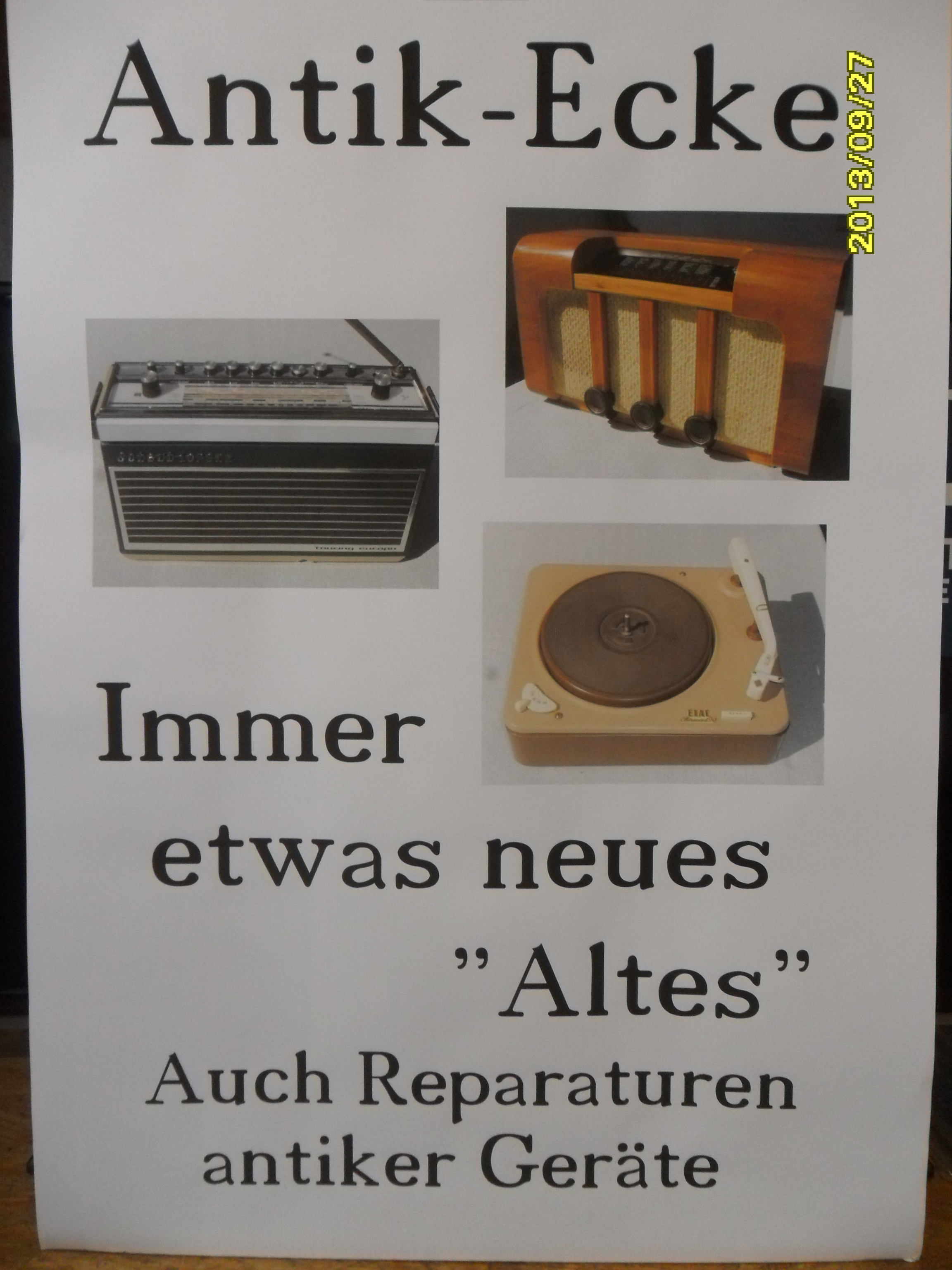 Hinweis auf die Antik-Ecke